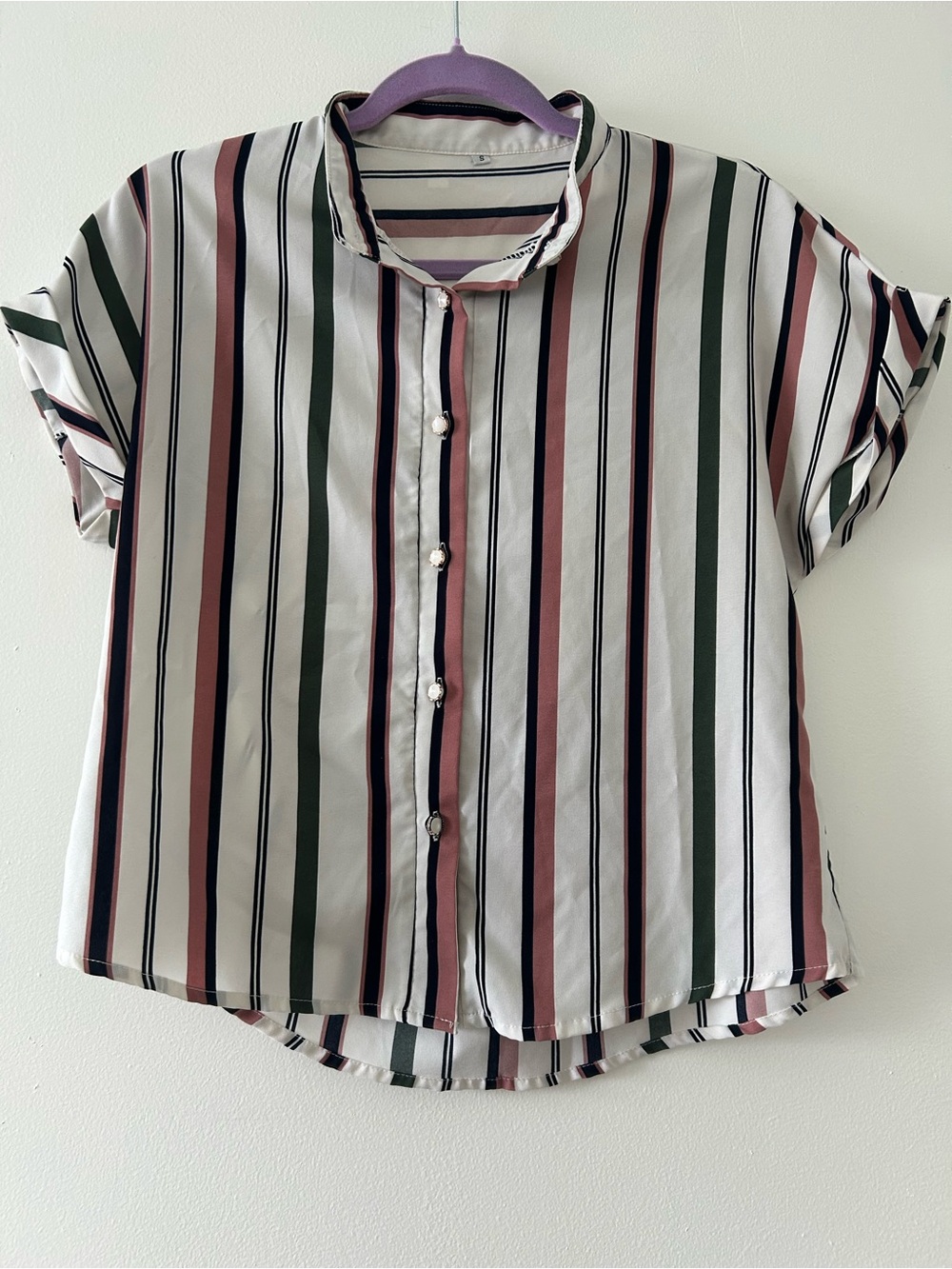 Striped short-sleeve button top